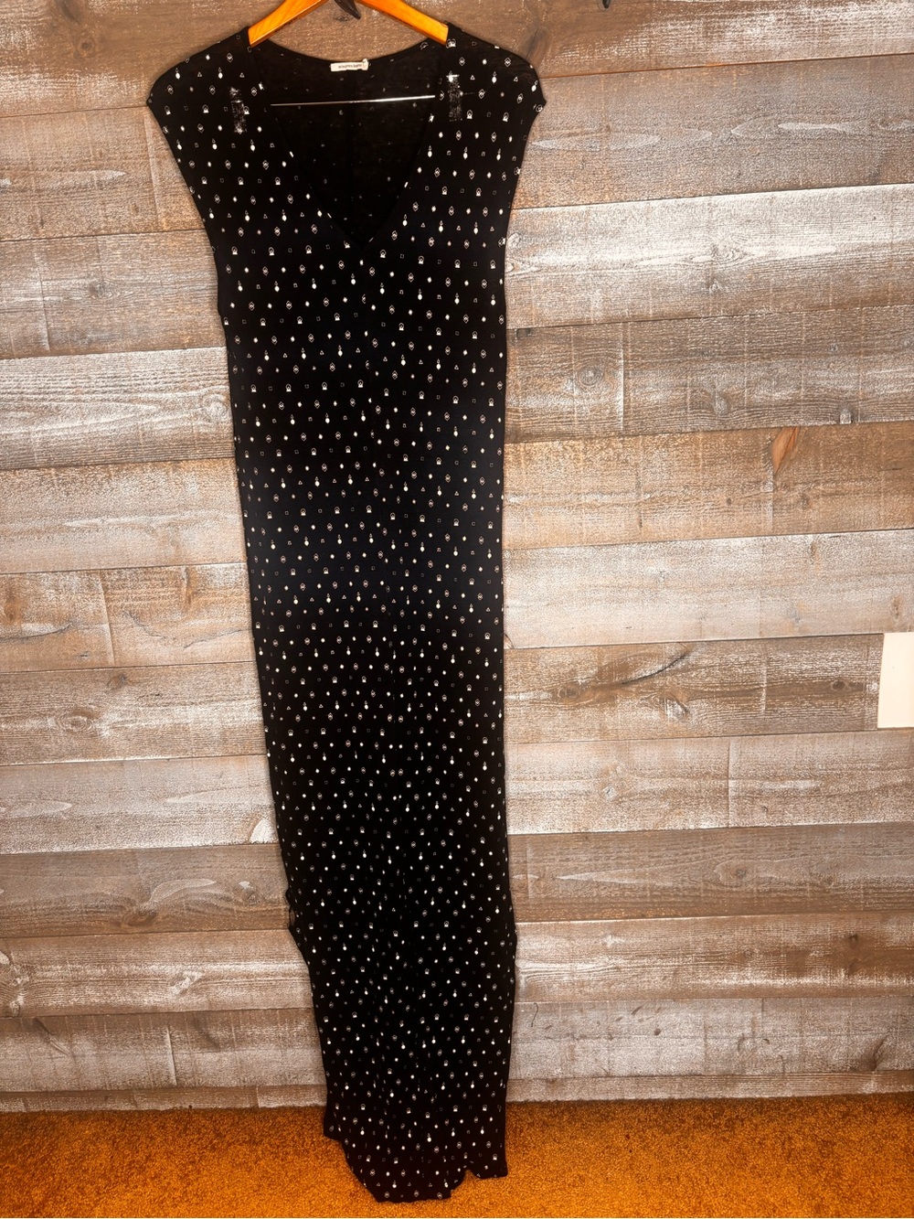 Monoprix Femme linen blend printed boho Maxi Dress -  black EU 42/44 US 10